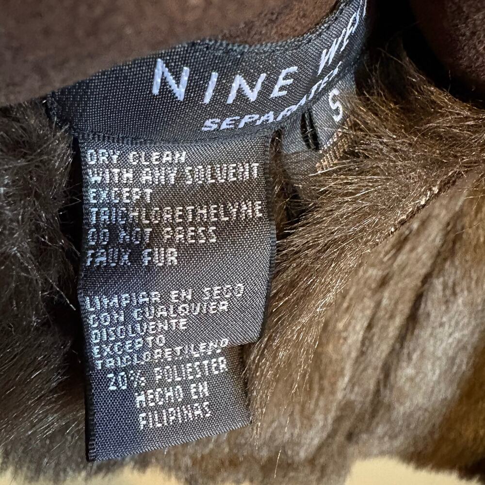 Nine West Fur Womens Size Small Vest Pockets Reversable Full Zip - Picture 5 of 6